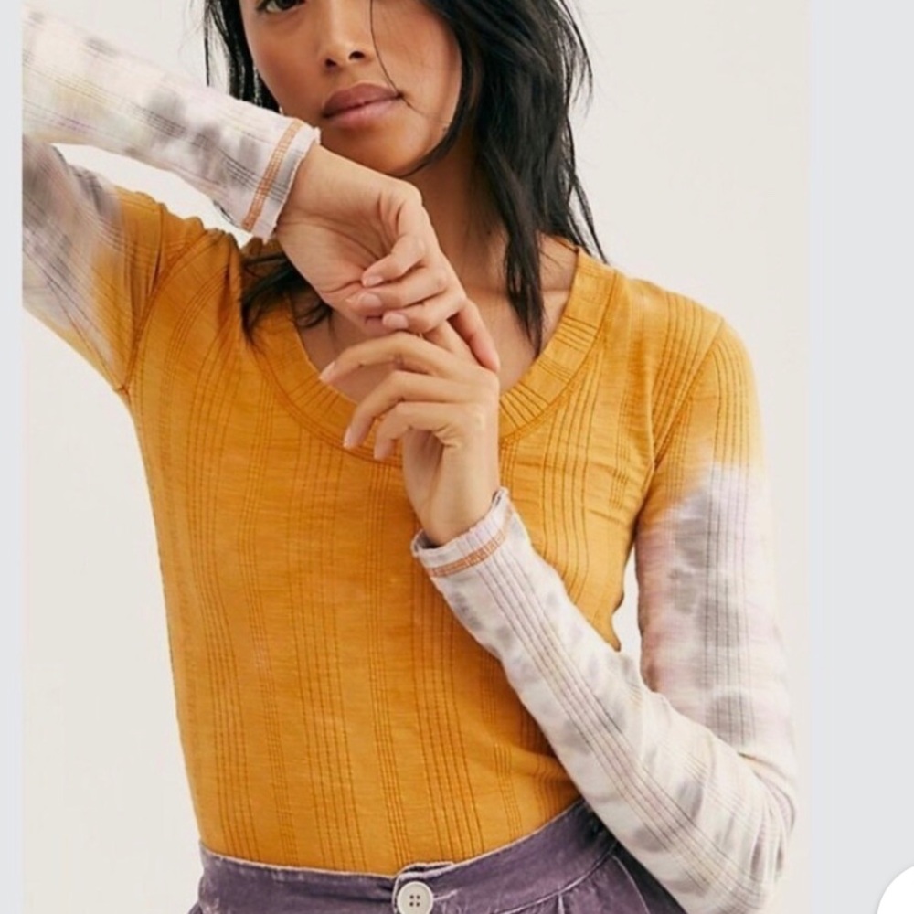 Free People We the Free Big Sur Thermal Long Sleeve Tie Dye Ribbed